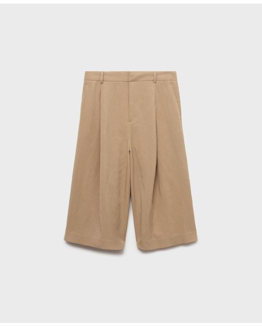 Mango Natural Lyocell Pleated Bermuda Shorts