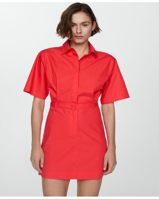 Mango Red Belt Shirt Dress