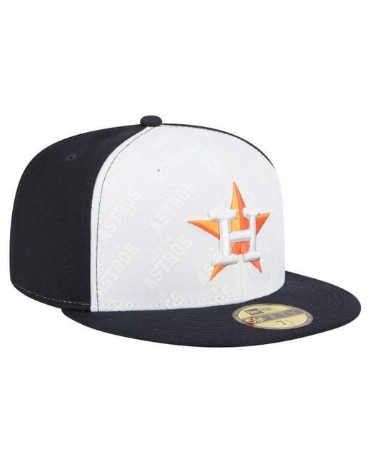 KTZ Blue White/navy Houston Astros Repeat 59fifty Fitted Hat for men