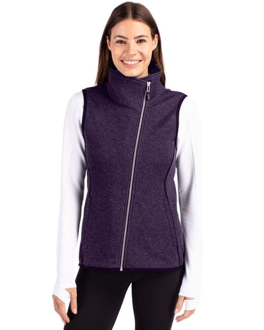 Cutter & Buck Purple Mainsail Sweater Knit Asymmetrical Vest