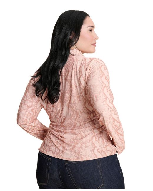 Eloquii Pink Plus Size Printed Button Up Top
