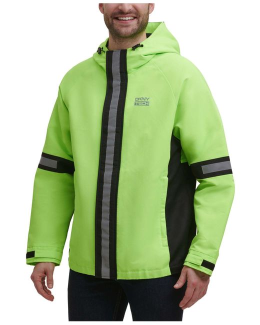 DKNY Green Tech Regular-fit Colorblocked Hooded Rain Jacket for men