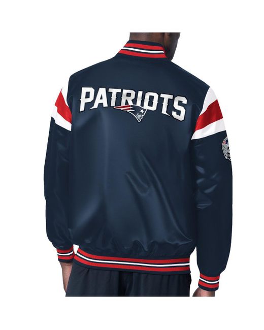 Starter Blue New England Patriots Satin Full-snap Varsity Jacket for men