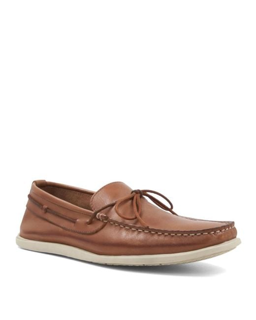 M by Bruno Magli Brown Starboard Moc Toe Boat Shoe for men