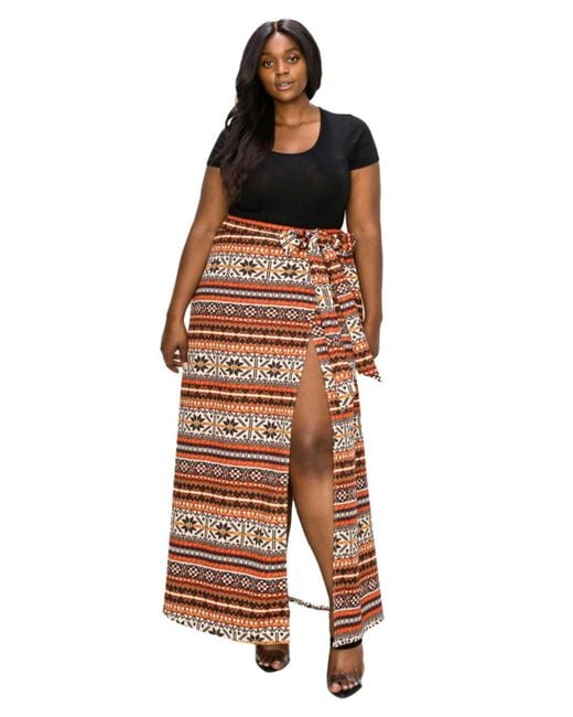 L I V D Red Plus Size Ari Wrap Maxi Skirt