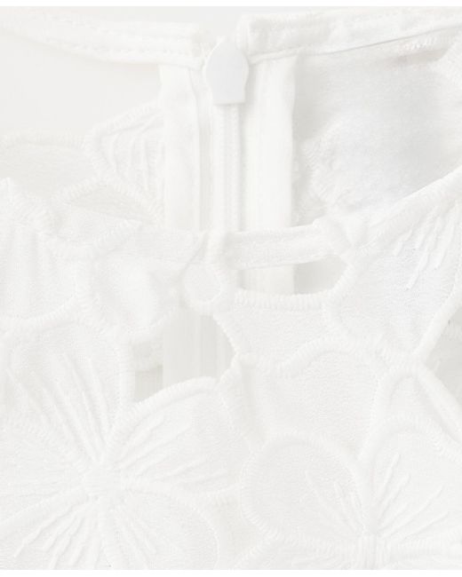 Mango White Openwork Embroidery Top