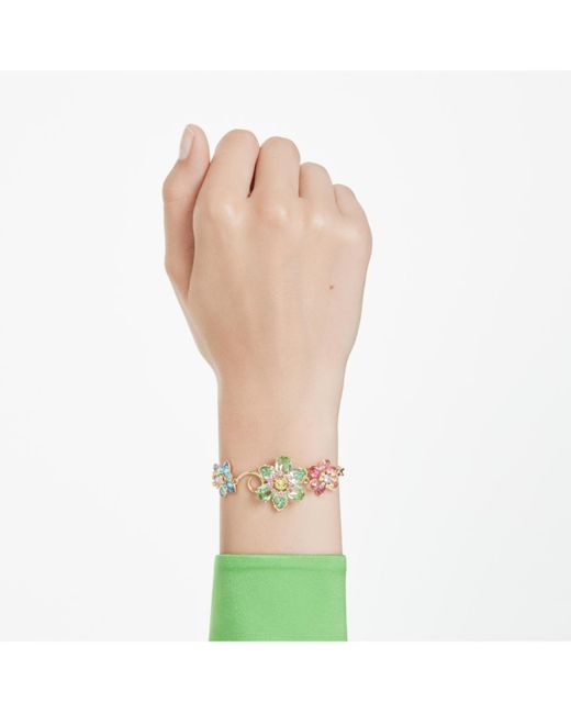 Swarovski White Idyllia Mixed Cuts Flower Ed Gold-tone Plated Bracelet