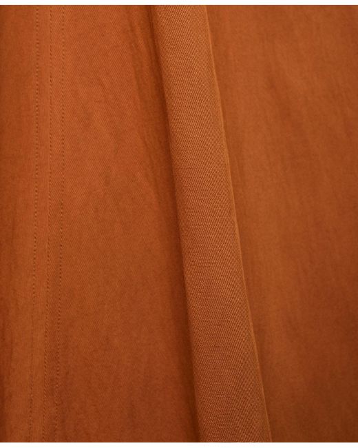Mango Brown Gathered Waist Midi Dress
