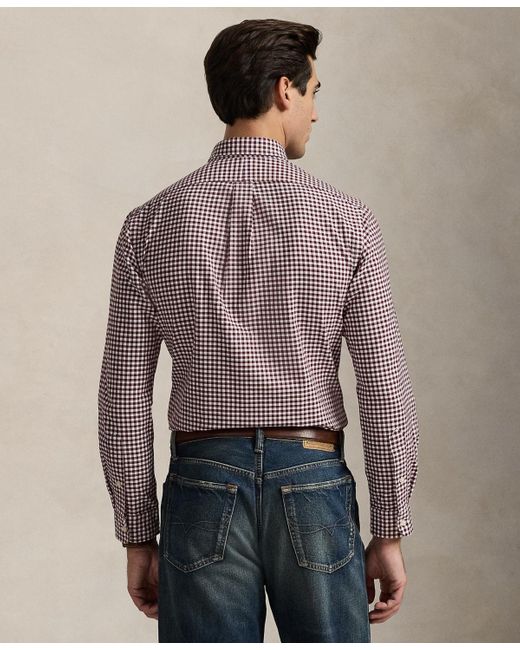 Polo Ralph Lauren Brown Custom-fit Gingham Oxford Shirt for men