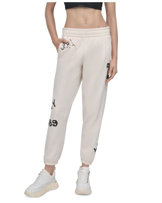 DKNY Women's Natural Sport Graffiti Logo Cotton-blend sweatpants