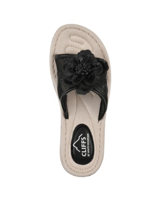 White Mountain Black Chill Wedge Slip-on Sandals