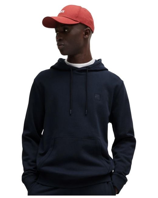 Boss Blue Boss By Logo Patch Cotton-terry Hoodie for men