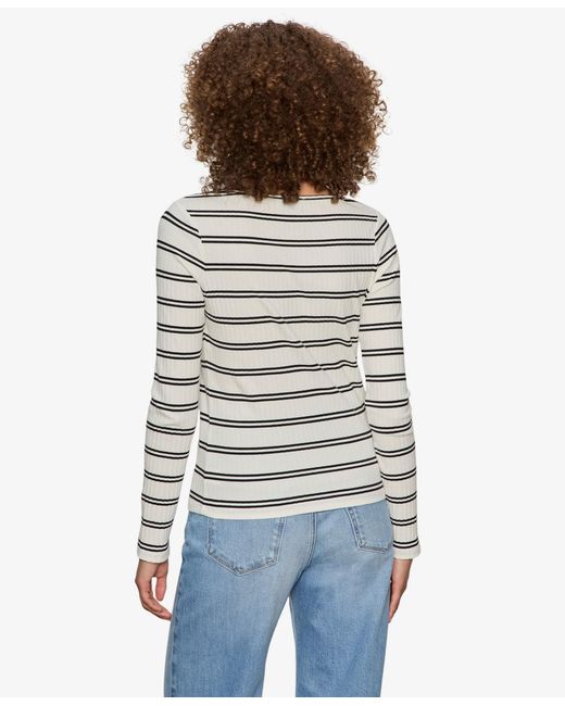 Sanctuary White Button-front Ribbed Top