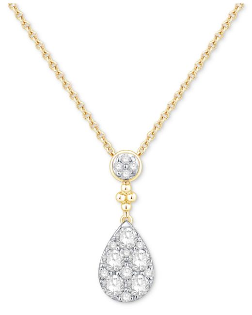 Macy's Metallic Diamond Round & Teardrop Cluster 18" Pendant Necklace (1/2 Ct. T.w.