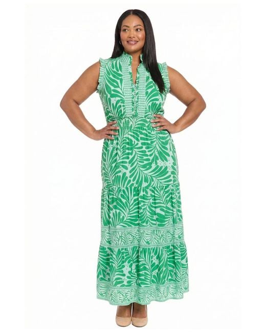 london times maxi dress Women's Short Sleeve Printed Women's London Times Ruffled Chiffon