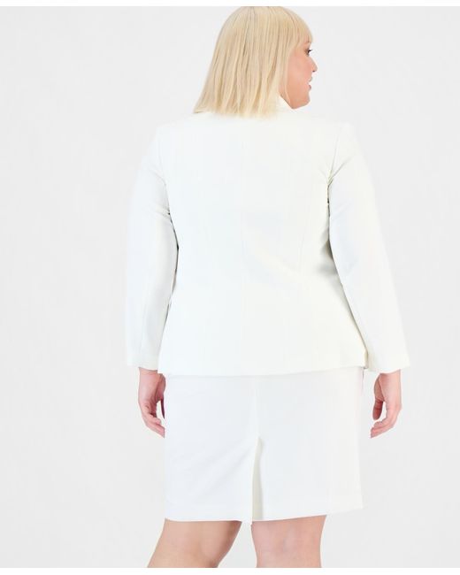 Kasper White Plus Size Crepe One-button Blazer