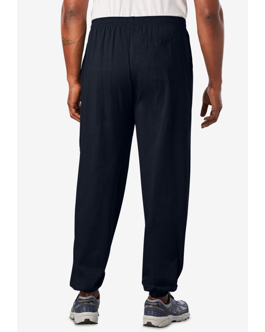 Kingsize Black Big & Tall Lightweight Elastic Cuff Sweatpants for men