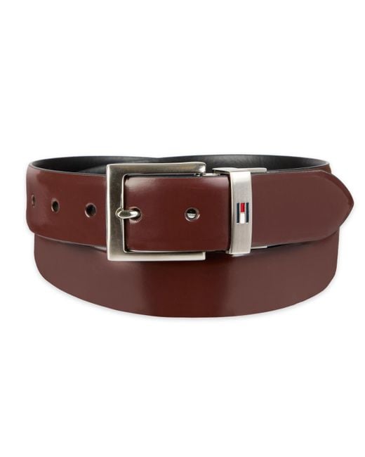 Tommy Hilfiger Brown Two-in-one Reversible Leather Dress Belt for men