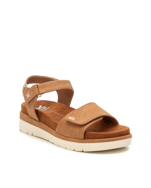 Xti Brown Suede Flat Sandals By