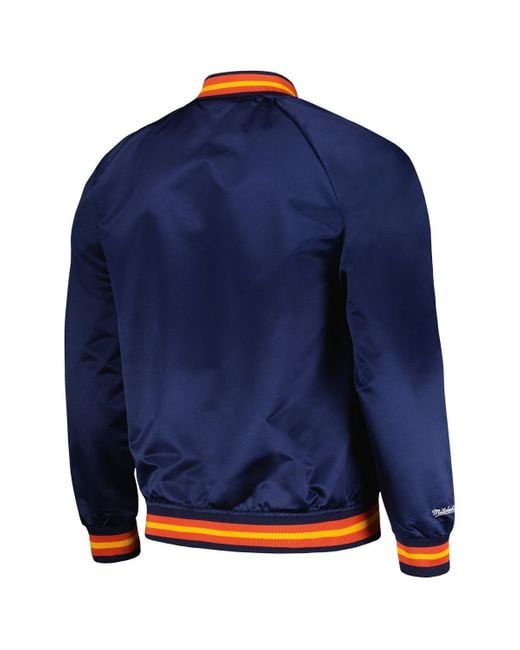 Mitchell & Ness Blue Golden State Warriors Hardwood Classics Throwback Wordmark Raglan Full-snap Jacket for men