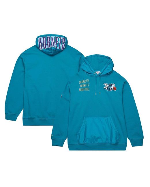 Mitchell & Ness Blue Charlotte Hornets Team Og 2.0 Logo Fleece Pullover Hoodie for men