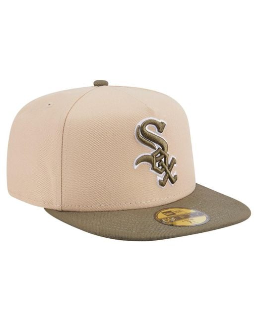 KTZ Natural Light Beige/olive Chicago White Sox Two-tone Color Pack A-frame 59fifty Fitted Hat