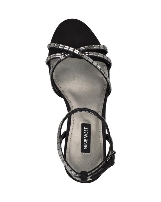 Nine West Black Amseta Strappy Embellished Stiletto Sandals