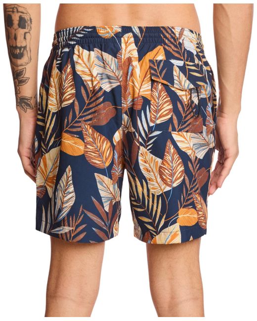 Paisley & Gray Blue Gilligan Regular-fit Abstract Floral 6" Swim Trunks for men