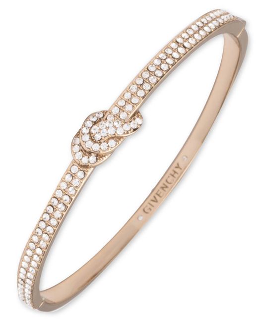 Givenchy Metallic Crystal Stone Silver-tone Bangle Bracelet