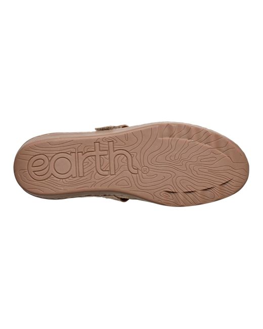 Earth Brown Lorali Round Toe Adjustable Strap Casual Flats