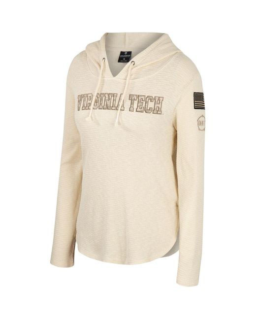 Colosseum Athletics Natural Virginia Tech Hokies Oht Military-inspired Appreciation Casey Raglan Long Sleeve Hoodie T-shirt