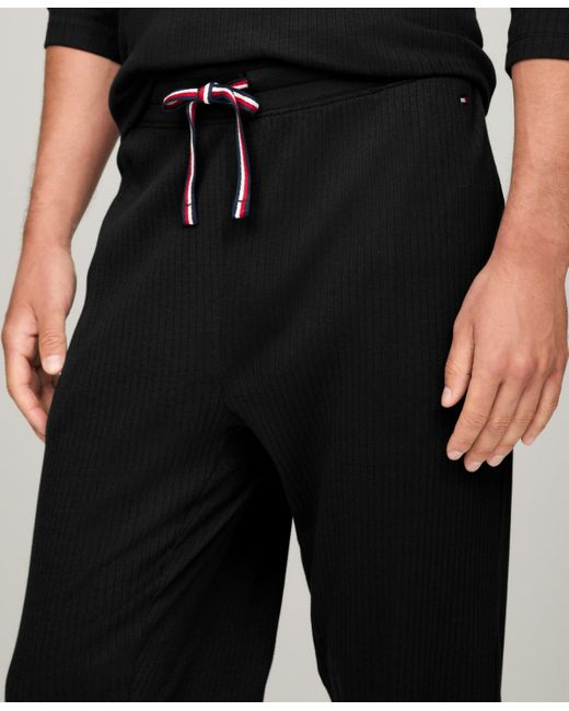 Tommy Hilfiger Black Ribbed jogger Pajama Pants for men