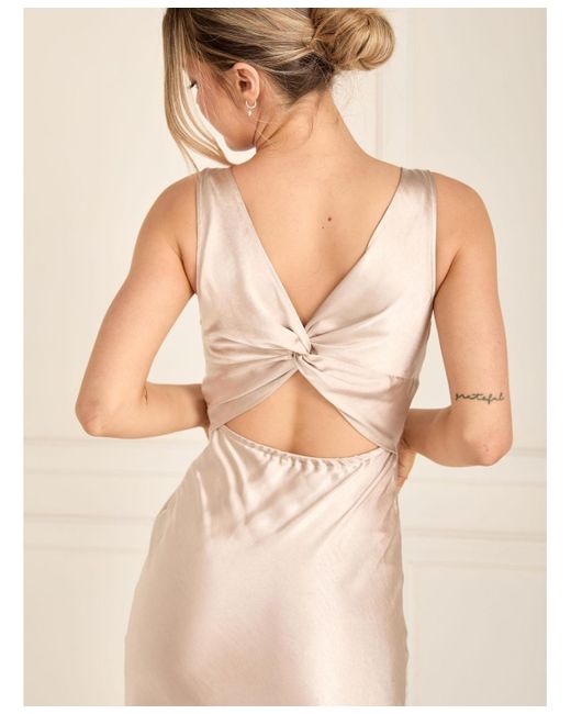 twist back bridesmaid dress Twist Back Satin Bridesmaid Dress - Burnt Peach