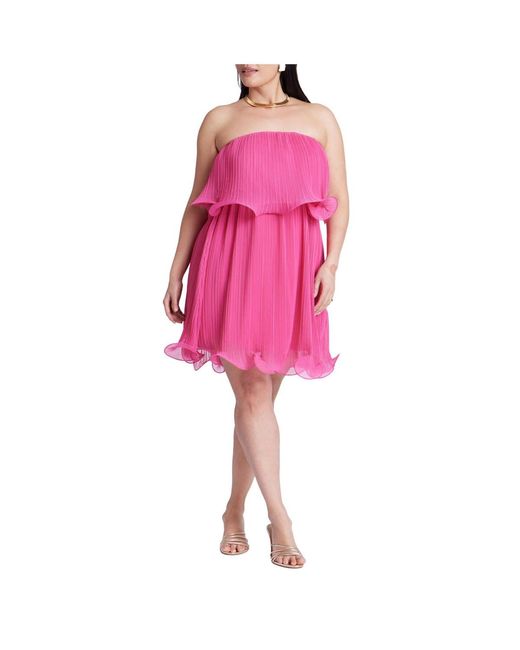 Eloquii Plus Size Ruffle Hem Mini Dress in Pink | Lyst