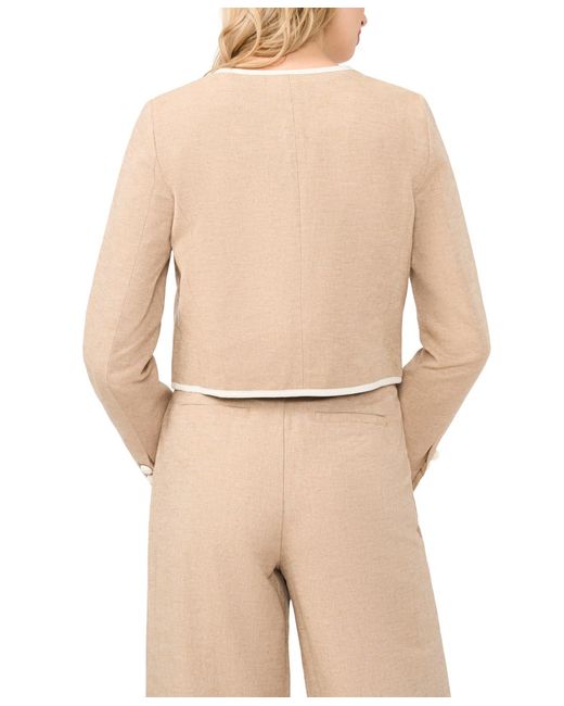 Cece Natural Contrast Patch Pocket Crewneck Jacket