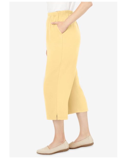 Woman Within Yellow Within 7-day Knit Capri