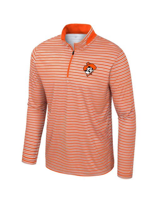 Colosseum Athletics Orange Oklahoma State Cowboys Striped Quarter-zip Top for men