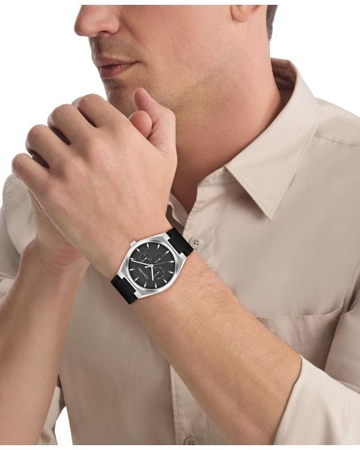 Calvin Klein Black Ck Motion Leather Strap Watch 39mm for men