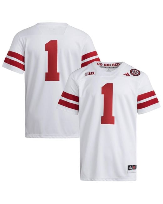 Adidas White 1 Nebraska Huskers Premier Jersey for men