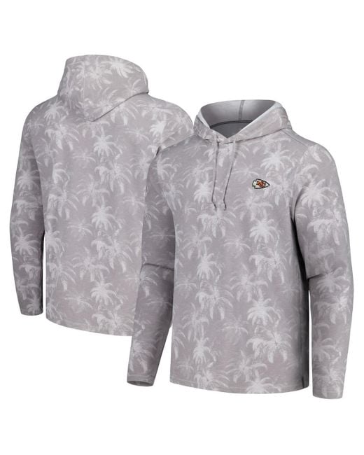 Tommy Bahama Gray Kansas City Chiefs Palm Frenzy Hoodie Long Sleeve T-shirt for men