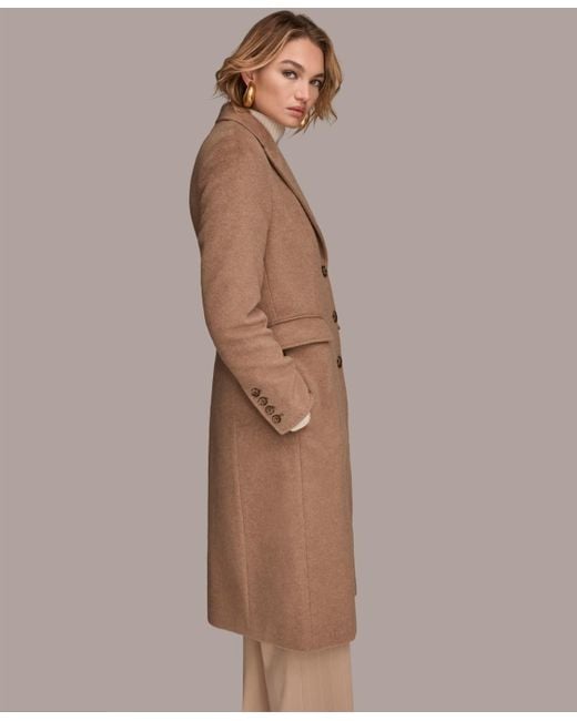 Donna Karan Brown Single-breasted Stitch Trimmed Coat