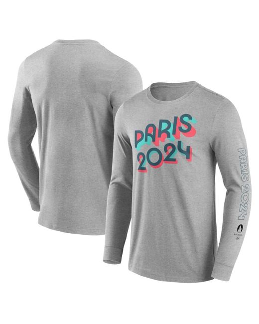 Fanatics Gray Branded Ay Paris 2024 Bold Stripe Long Sleeve T-shirt for men