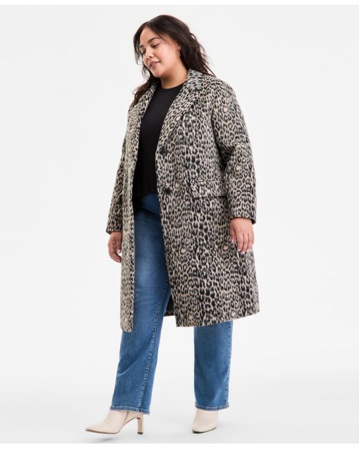 BCBGMAXAZRIA Gray Plus Size Single-breasted Coat