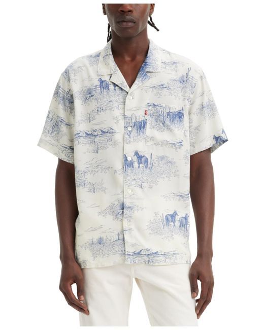Levi's White Sunset Printed Button-down Camp Shirt for men