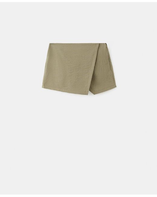 Mango Green Lyocell Blend Striped Skort