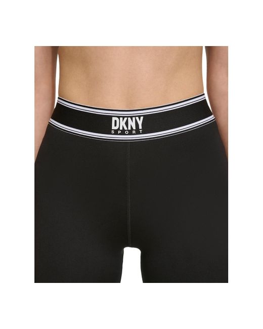 DKNY Black Mid-rise Full-length Logo-tape leggings