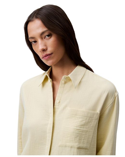 Calvin Klein Natural Double Gauze Roll-tab-sleeve Button-down Shirt