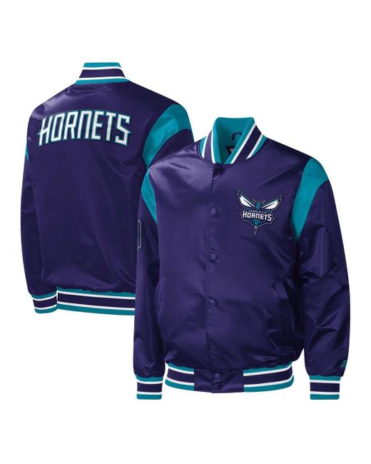 Starter Purple Charlotte Hornets Force Play Satin Full-snap Varsity ...