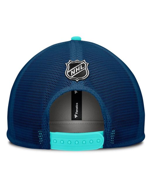 Fanatics White/deep Sea Blue Seattle Kraken Authentic Pro Hometown Rink Foam Trucker Snapback Hat for men