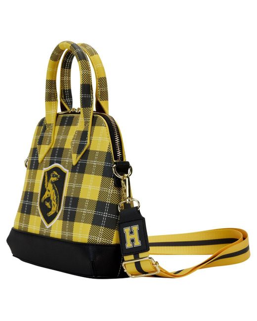 Loungefly Yellow And Harry Potter Hufflepuff Varsity Plaid Crossbody Bag